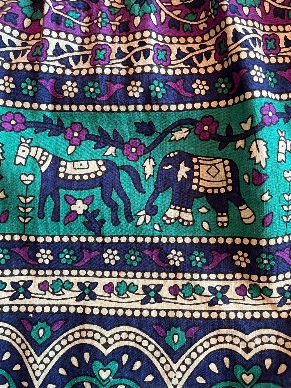 Cotton Tiered Muumuu Dress Long Pockets Womens Large Floral Elephant Print Boho - Picture 11 of 16